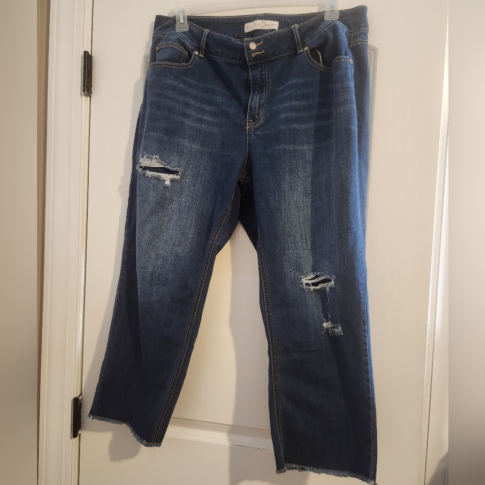 Cato Midnight Blue Ripped Straight Leg Jeans